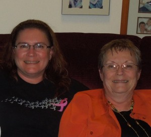 Komen St. Louis volunteer Kim Naumann (left) and her breast cancer survivor mother, Tommie Lewis