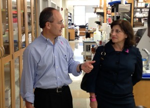 Komen Promise Grantee Dr. Matthew Ellis discusses his breast cancer research with Komen CEO Dr. Judy Salerno