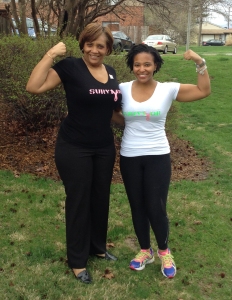 Breast cancer patient Joanne Wilson (left) credits her daughter, Saffiyah Muhammad (right), friend Bernice McKinney (not pictured), Susan G. Komen St. Louis and others for helping her through treatment.